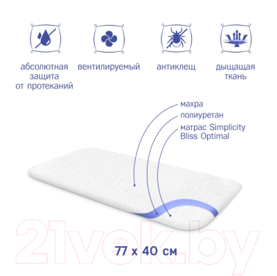 Наматрасник в кроватку Simplicity Bliss Optimal 77x40