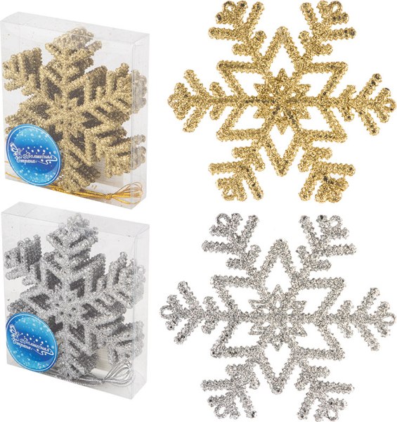 Набор елочных игрушек Волшебная страна Узорные снежинки / 005650 - фото