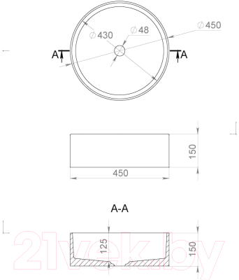 Умывальник Salini Armonia 45x45 / 130112G