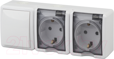 Блок выключатель+розетка ЭРА Эксперт 11-7403-01 / Б0027673 - фото