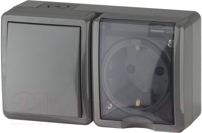 Блок выключатель+розетка ЭРА Эксперт 11-7401-03 / Б0020734 - фото