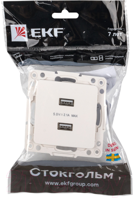 Розетка EKF PROxima Стокгольм EYR16-028-10-2USB