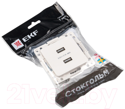 Розетка EKF PROxima Стокгольм EYR16-028-10-2USB