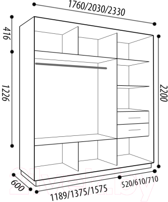 Шкаф-купе Евва 176 BBZ.13 / АЭП ШК.3 03 (бодега/бодега/жемчуг зерно)