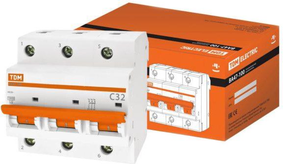 Выключатель автоматический TDM ВА 47-100 3Р 50А (C) 10кА / SQ0207-0074 - фото