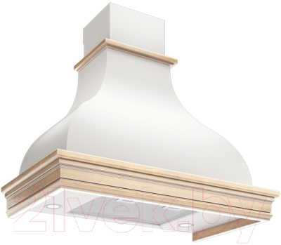 Вытяжка купольная Elikor Аркада Валенсия 90П-650-П3Д / 142677 (белый муар/дуб неокрашенный) - фото