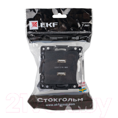 Розетка EKF PROxima Стокгольм EZR16-028-10-2USB