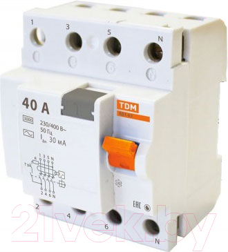 Устройство защитного отключения TDM ВД63 4Р 40А 30мА / SQ0220-0009 - фото