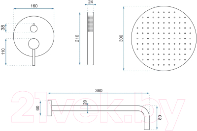 Душевая система со смесителем REA P8007
