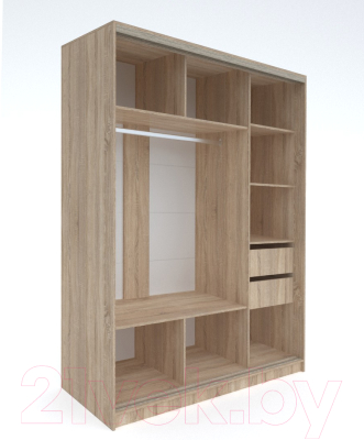 Шкаф-купе Евва 233 SSH.13 / АЭП ШК.3 01 (дуб сонома/дуб сонома/дуб шато)