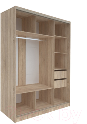 Шкаф-купе Евва 233 SH.05 / АЭП ШК.3 01 (дуб сонома/зеркало/дуб шато)