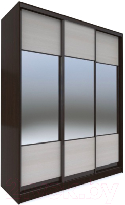 Шкаф-купе Евва 203 VHG.01 / АЭП ШК.3 02 (венге/дуб шамони светлый/венге глянец) - фото