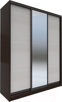 Шкаф-купе Евва 233 VHG.12 / АЭП ШК.3 01 (венге/дуб шамони светлый/венге глянец) - фото