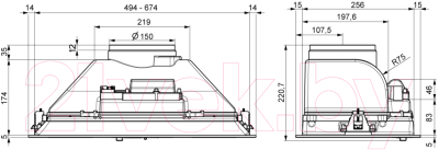 Вытяжка скрытая Elikor Врезной блок Breeze 70Н-450-П3Д / 162280