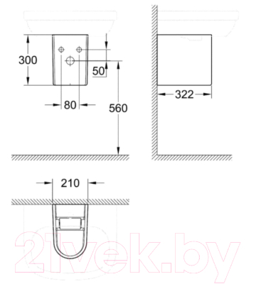 Полупьедестал GROHE Bau Ceramic 39201000