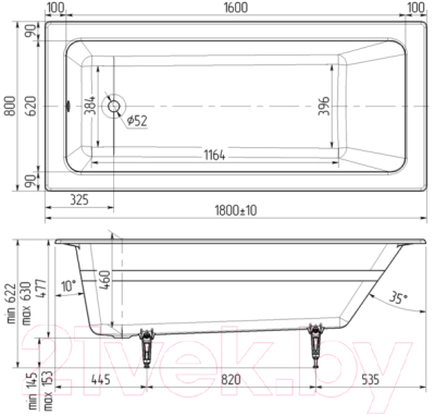 Ванна чугунная Wotte Line Plus 180x80 / БП-э00д1471