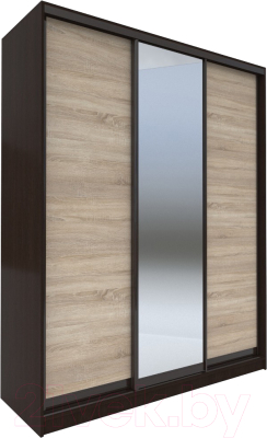 Шкаф-купе Евва 203 VSG.12 / АЭП ШК.3 02 (венге/дуб сонома/венге глянец) - фото