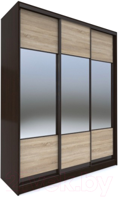 Шкаф-купе Евва 233 VSG.01 / АЭП ШК.3 01 (венге/дуб сонома/венге глянец) - фото