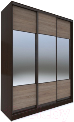 Шкаф-купе Евва 233 VTG.01 / АЭП ШК.3 01 (венге/дуб трюфель/венге глянец) - фото