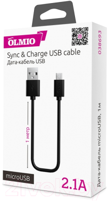 Кабель Olmio USB 2.0 - microUSB 2.1A / 038693
