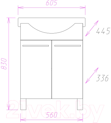 Тумба с умывальником Onika Селигер 60.10 + 1WH110268 (106006)