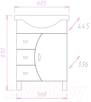 Тумба с умывальником Onika Луна 60.106 106005 + Селигер 1WH110268