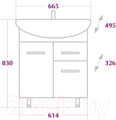 Тумба с умывальником Onika Стелла 65.12 106503 + Стелла 1WH110174
