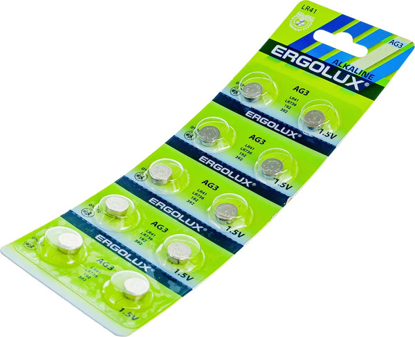 Комплект батареек Ergolux AG 3 BL-10 / 14314