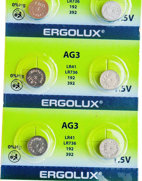 Комплект батареек Ergolux AG 3 BL-10 / 14314