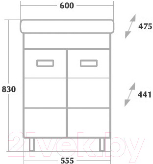 Тумба с умывальником Onika Балтика-Квадро 60.10 106035 + Тигода 1WH302082