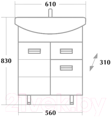 Тумба с умывальником Onika Балтика 60.12 (106041 + WH110246)