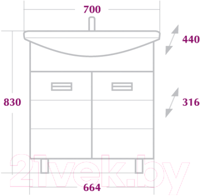 Тумба с умывальником Onika Балтика 70.17 (107028 + 1WH207776)