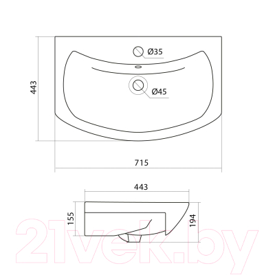 Тумба с умывальником Onika Балтика 70.17 (107028 + 1WH207776)