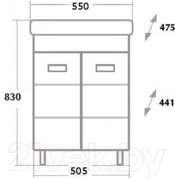 Тумба с умывальником Onika Балтика-Квадро 55.10 105521 + Тигода 1WH302126
