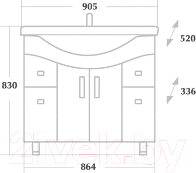 Тумба с умывальником Onika Эльбрус 90.13 + Эльбрус (109016 + 1WH110790)