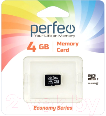 Карта памяти Perfeo MicroSDHC 4GB (Class 10) / PF4GMCSH10ES - фото