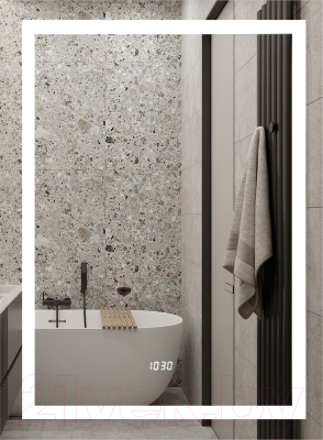 Зеркало Континент Verte Led 50x70 (с часами и датчиком движения)