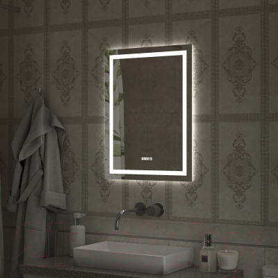 Зеркало Континент Verte Led 50x70 (с часами и датчиком движения)