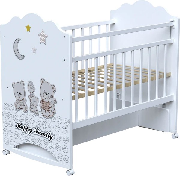 Детская кроватка VDK Happy Family колесо-качалка с маятником - фото