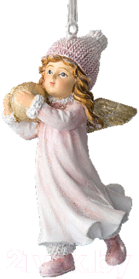 Елочная игрушка Erich Krause Decor Ангел со снежком / 53624 - фото