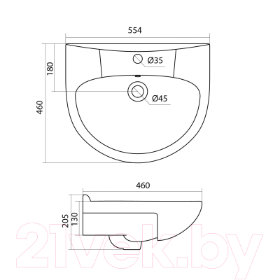 Тумба с умывальником Viant Париж Антик 55 / VPAR55AN-T2ST + 1WH110186