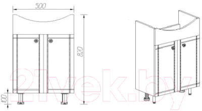 Тумба с умывальником Viant Париж Антик 55 / VPAR55AN-T2ST + 1WH110186