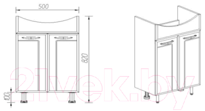 Тумба с умывальником Viant Прага Антик 55 / VPRA55AN-T2ST + 1WH110186