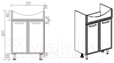 Тумба с умывальником Viant Милан Балтика 60 / VMIL60BA-T2ST + WH110246