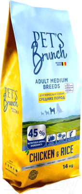 Сухой корм для собак Pet's Brunch Adult Medium Breeds с курицей (14кг) - фото