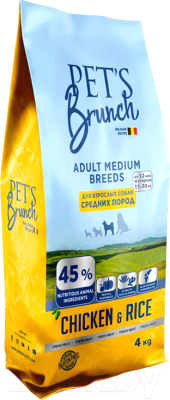 Сухой корм для собак Pet's Brunch Adult Medium Breeds с курицей (4кг) - фото