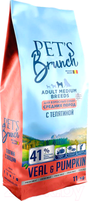 Сухой корм для собак Pet's Brunch Adult Medium Breeds с телятиной (11кг) - фото