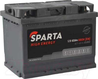 Автомобильный аккумулятор SPARTA High Energy 6СТ-63 Евро 660A - фото