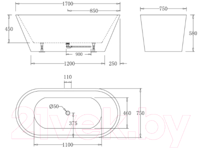 Ванна акриловая BelBagno BB61-1700-W0