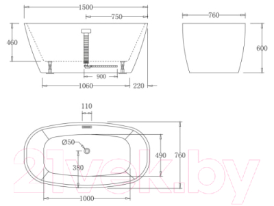 Ванна акриловая BelBagno BB72-1500-W0